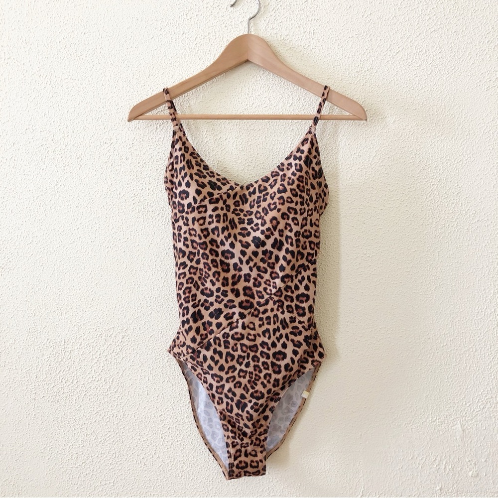 summersalt Leopard Print One-Piece Swimsuit in Brown and Black